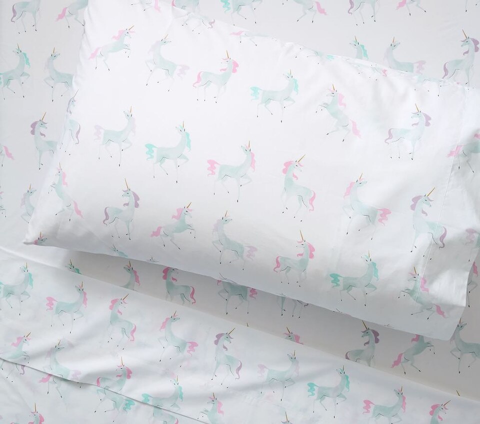 Organic Mystical Unicorn Sheet Set & Pillowcases Pottery Barn Kids